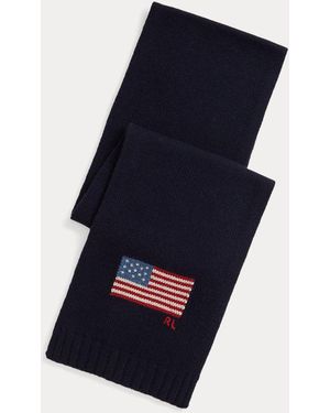 Polo Ralph Lauren Sciarpa in misto lana con bandiera - Blu
