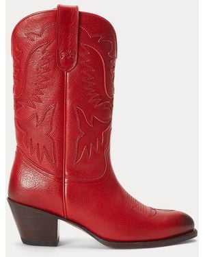 Polo Ralph Lauren Leather Cowboy Boot - Red