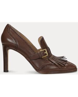 Ralph Lauren Colleen Perforated Leather Kiltie Pump - Brown