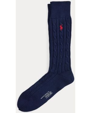 Ralph Lauren Cable-Knit Cotton-Blend Socks - Blue