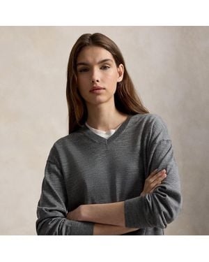 Polo Ralph Lauren Wollpullover Mit V-Ausschnitt - Grau