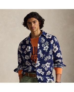 Polo Ralph Lauren Classic Fit Tropical Linen Camp Shirt - Blue