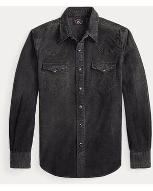 RRL Camisa Western De Pana Slim Fit - Negro