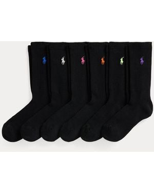 Polo Ralph Lauren Embroidered Pony Crew Sock 6-Pack - Black