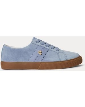 Ralph Lauren Janson Ii Suede & Nappa Leather Trainer - Blue