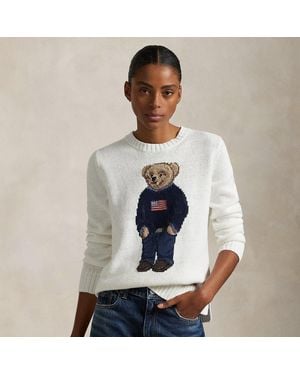 Polo Ralph Lauren Polo Bear Cotton-Linen Jumper - White