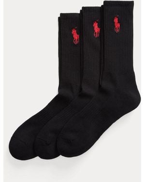 Polo Ralph Lauren Big Pony Crew Sock 3-Pack - Black