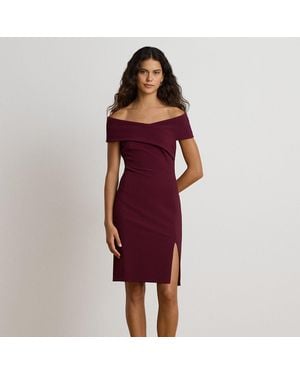 Ralph Lauren Faille Off-Shoulder Cocktailjurk - Rood