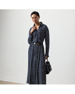 Ralph Lauren Rebekah Geo-Print Georgette Skirt - Blue