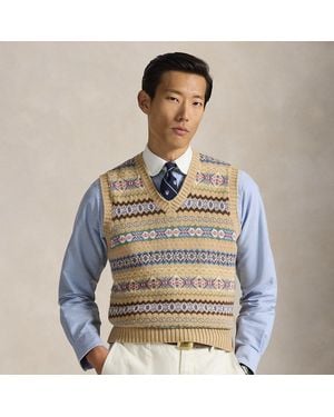 Polo Ralph Lauren Chaleco Fair Isle De Algodón Y Lana - Gris