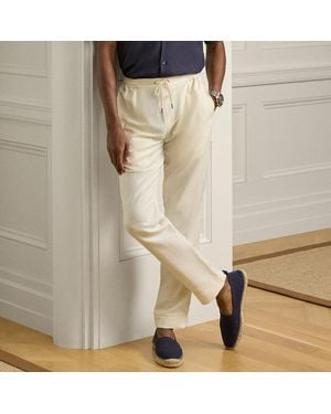 Ralph Lauren Hand-Tailored Silk-Linen Trouser - Natural