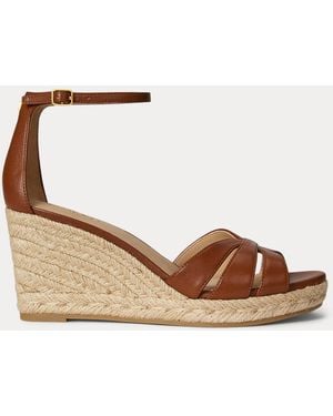 Ralph Lauren Nellie Nappa Leather Espadrille - Brown