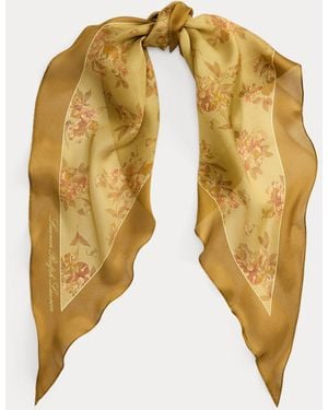 Ralph Lauren Floral Silk Diamond Scarf - Yellow