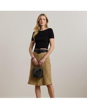 Ralph Lauren Herringbone Linen-Blend Tweed Skirt - Black