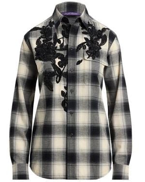 Ralph Lauren Camicia Leeann scozzese in flanella - Nero