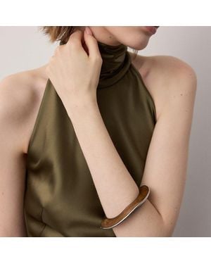 Ralph Lauren Brazalete Contour De Madera Y Plateado - Verde