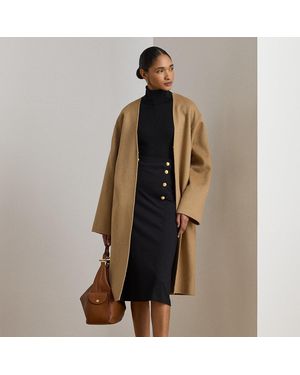 Ralph Lauren Abrigo De Mezcla De Lana De Doble Cara - Marrón