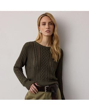 Ralph Lauren Cable-Knit Silk-Cashmere Sweater - Brown
