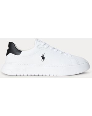 Polo Ralph Lauren Rlite Court Tumbled Leather Trainer - White