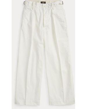 Ralph Lauren Cropped Poplin Wide-Leg Trouser - White