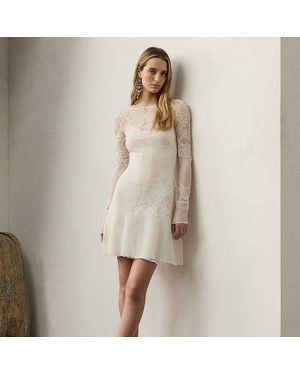 Ralph Lauren Ralph Lauren Silk Lace Sweater Day Dress - Natural