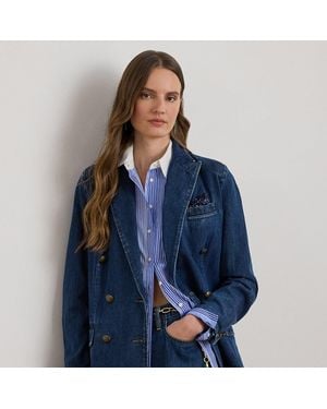 Ralph Lauren Double-Breasted Denim Blazer - Blue