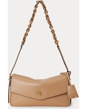 Ralph Lauren Nappa Leather Medium Farrah Shoulder Bag - Natural