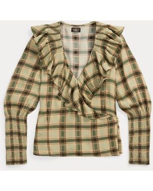 RRL Ombré Plaid Marocain Blouse - Green