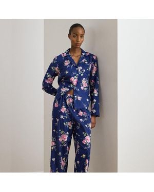Ralph Lauren Gebloemde Pyjamaset Van Katoenmix - Blauw
