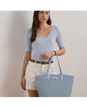 Ralph Lauren Tote Brie grande in paglia intrecciata - Blu