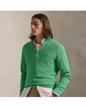 Polo Ralph Lauren Mesh-Knit Cotton Quarter-Zip Jumper - Green