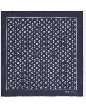 Ralph Lauren Linnen Halsdoek Met Art Decoprint - Blauw