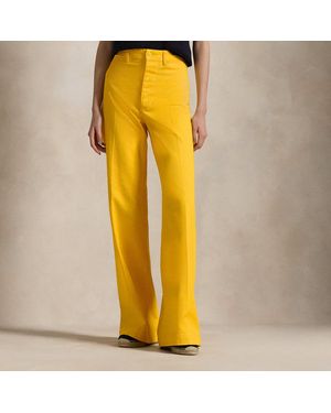 Ralph Lauren Stretch Cotton Twill Wide-Leg Trouser - Yellow