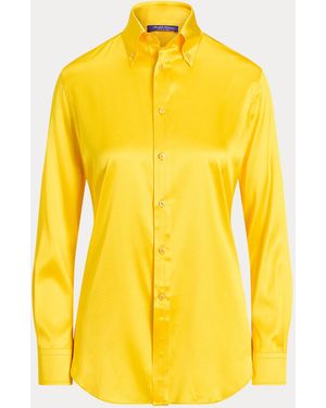 Ralph Lauren Cameron Straight Fit Silk Shirt - Yellow