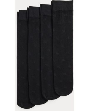 Ralph Lauren Logo Mesh Trouser Sock 4-Pack - Black
