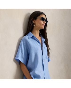 Polo Ralph Lauren Oversize Fit Linen Short-Sleeve Shirt - Blue