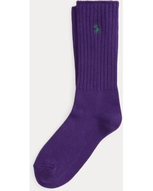 Ralph Lauren Cotton-Blend Crew Socks - Purple