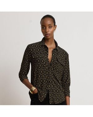 Ralph Lauren Chain-Print Stretch Jersey Shirt - Black