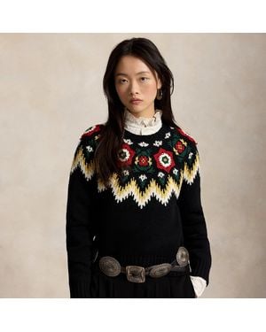 Polo Ralph Lauren Gehäkelter Pullover Mit Blumenmuster - Schwarz