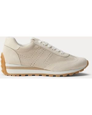 Ralph Lauren Dani Perforated Suede Trainer - White
