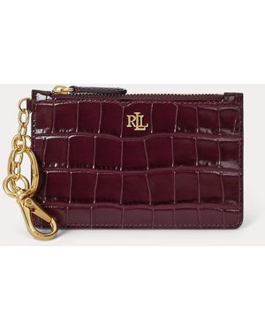 Ralph Lauren Ralph Lauren Croc-Embossed Leather Zip Card Case - Purple