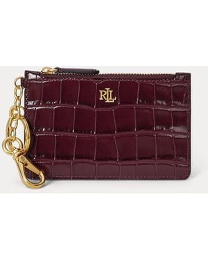 Ralph Lauren Ralph Lauren Croc-Embossed Leather Zip Card Case - Purple