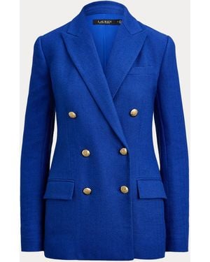 Ralph Lauren Double-Breasted Linen-Cotton Blazer - Blue