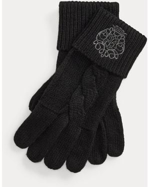 Ralph Lauren Strickhandschuhe Mit Wappenstickerei - Schwarz
