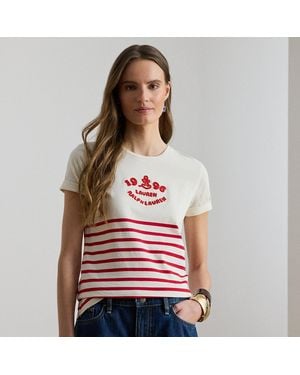 Ralph Lauren Striped Embroidered-Logo Jersey Tee