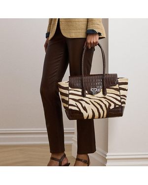 Ralph Lauren Bauletto Tanner grande in tela stampata - Marrone