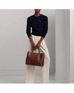 Ralph Lauren Bolso Satchel Marcy Grande De Piel - Marrón