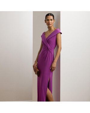 Ralph Lauren Petite - Abito lungo in jersey a spalle scoperte - Viola