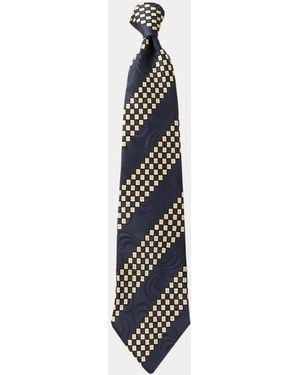 RRL Handmade Checkered-Stripe Silk Tie - Black