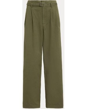 Polo Ralph Lauren Cotton-Linen Notch Pleated Trouser - Green